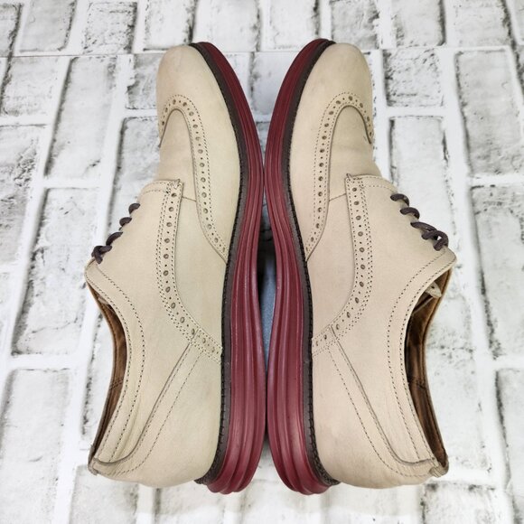 Cole Haan Original Grand Men\'s Size 10.5 Beige Nubuck Wingtip Oxford Casual Shoe